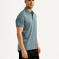Men's Solid Blue Slim Fit Polo T-shirt - Side View