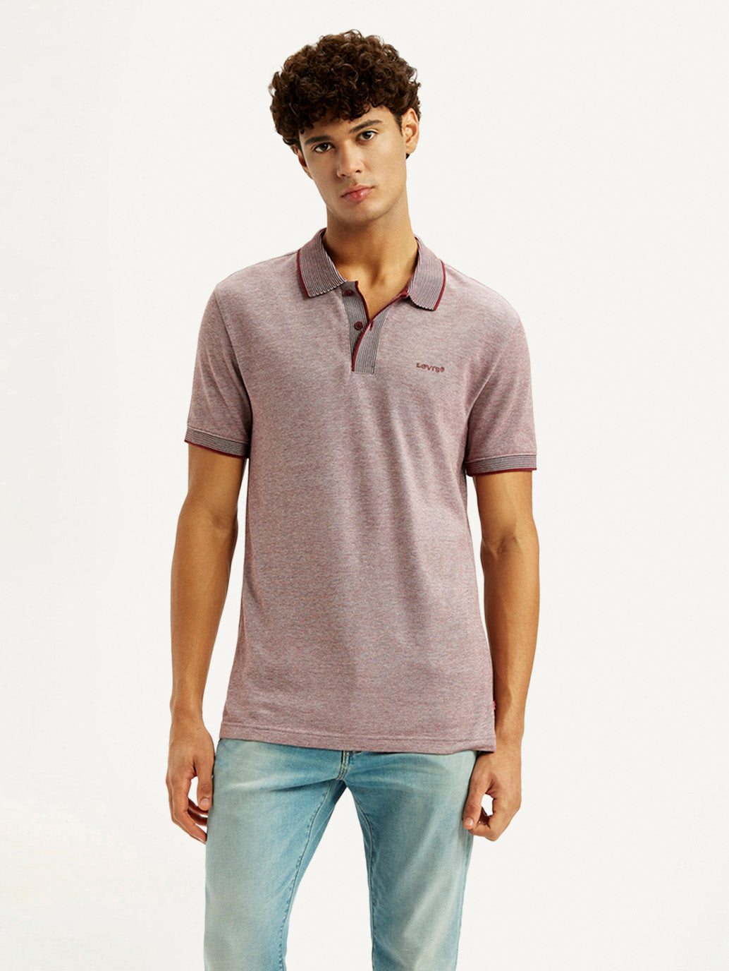 Men's Mauve Slim Fit Polo T-shirt - Styleshot View