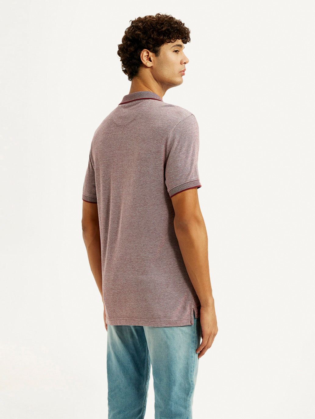 Men's Mauve Slim Fit Polo T-shirt - Back View