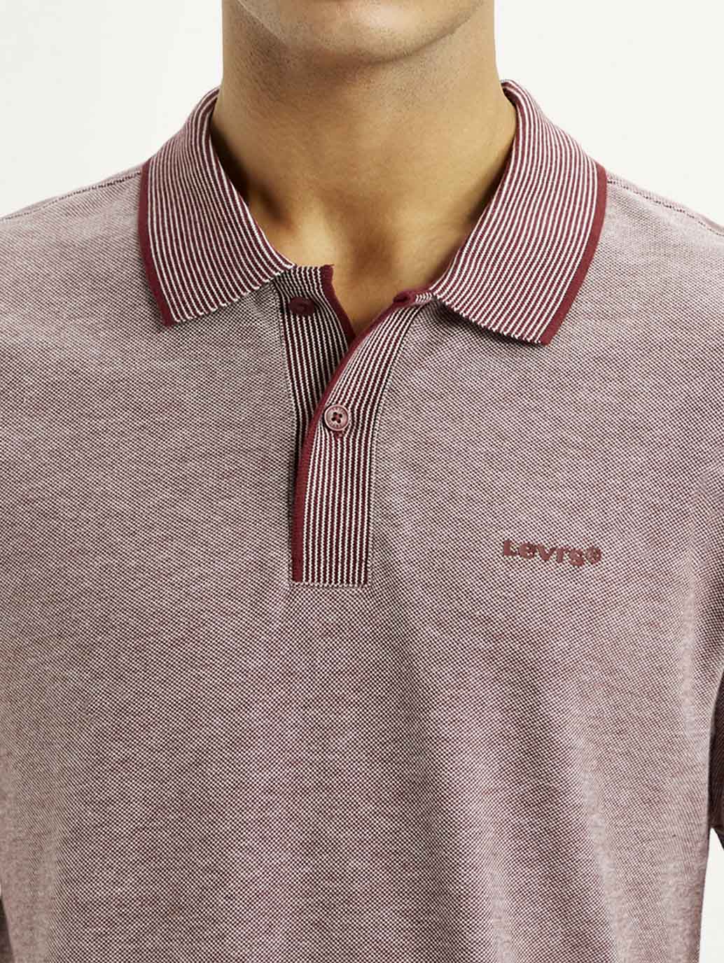 Men's Mauve Slim Fit Polo T-shirt - Detail View