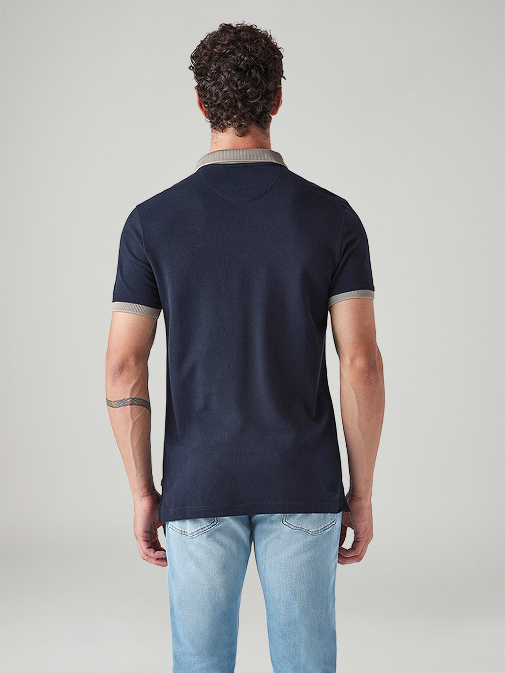 Men's Colorblock Slim Fit Pique Polo T-Shirt - Back View