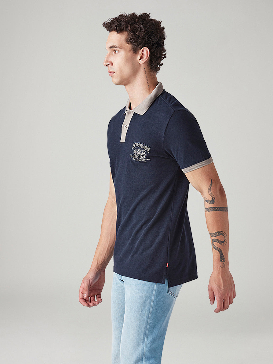 Men's Colorblock Slim Fit Pique Polo T-Shirt - Side View