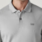 Men's Textured Grey Ribbed Polo T-shirt - Detail View