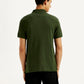 Men's Brand Logo Dark Green Slim Fit Polo T-shirt - Back View