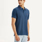 Men's Dark Blue Slim Fit Polo T-shirt - Side View
