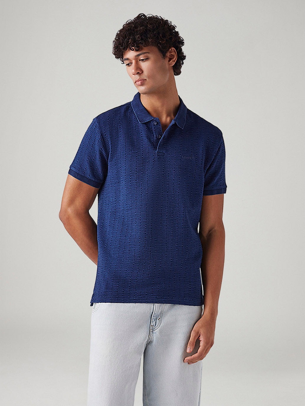 Men's Self-Design Slim Fit Polo T-Shirt
