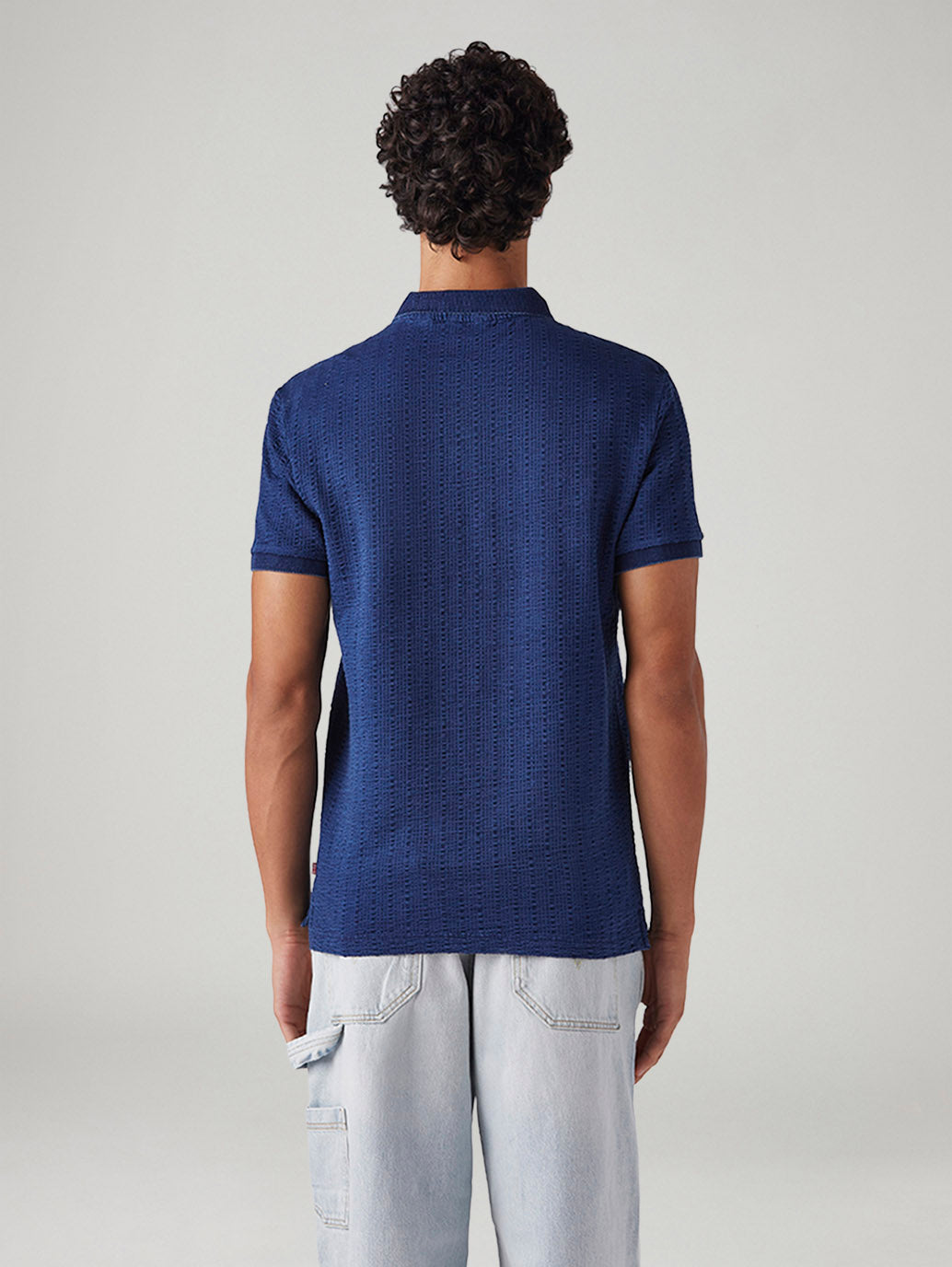 Men's Self-Design Slim Fit Polo T-Shirt - Back View