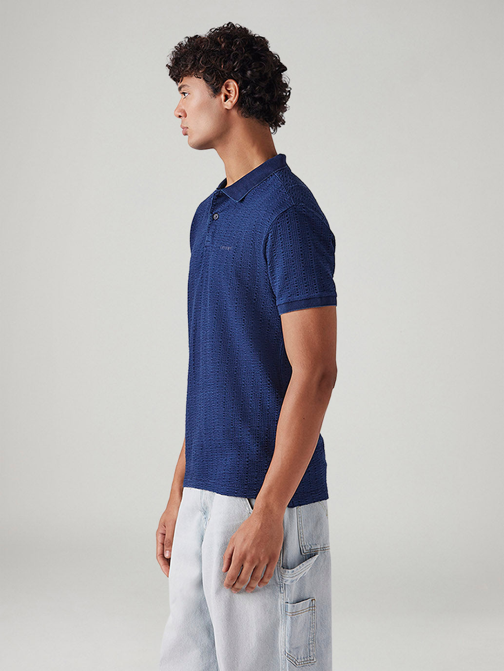 Men's Self-Design Slim Fit Polo T-Shirt - Side View