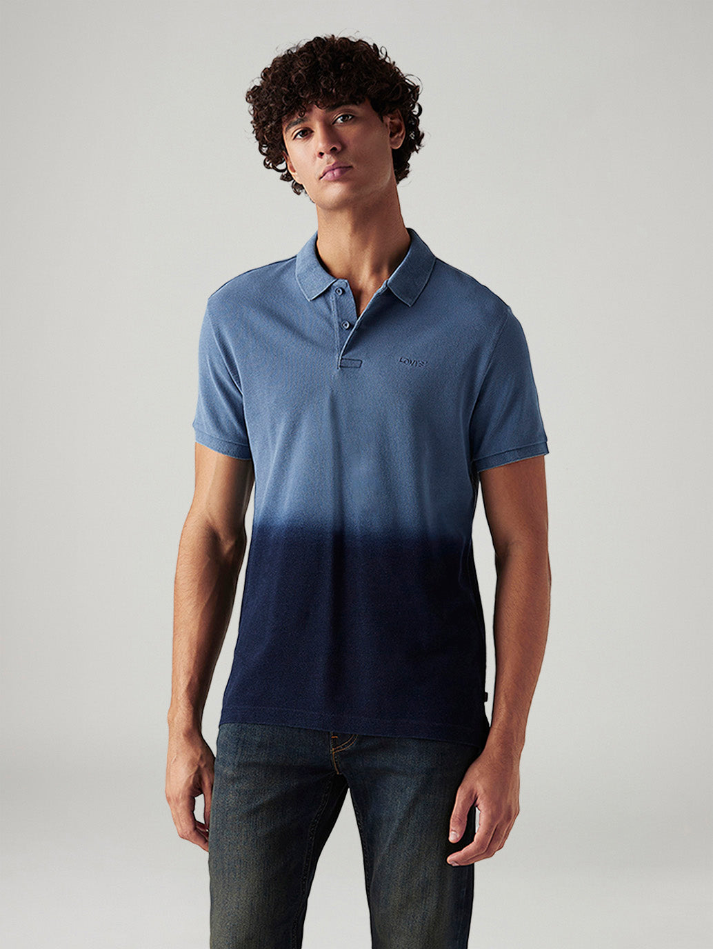 Men's Ombre Blue Slim Fit Polo T-shirt