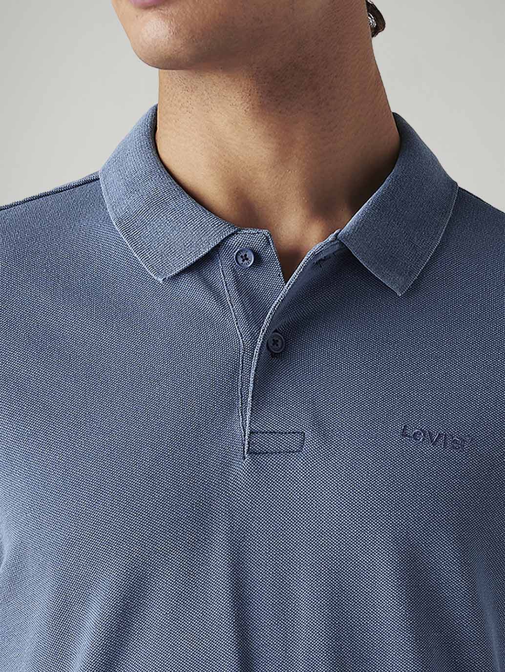 Men's Ombre Blue Slim Fit Polo T-shirt - Detail View