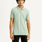 Men's Solid Slim Fit Polo Linen T-Shirt - Front View
