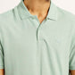Men's Solid Slim Fit Polo Linen T-Shirt - Detail View