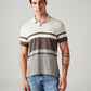 Men's Striped Slim Fit Polo T-Shirt - Front View