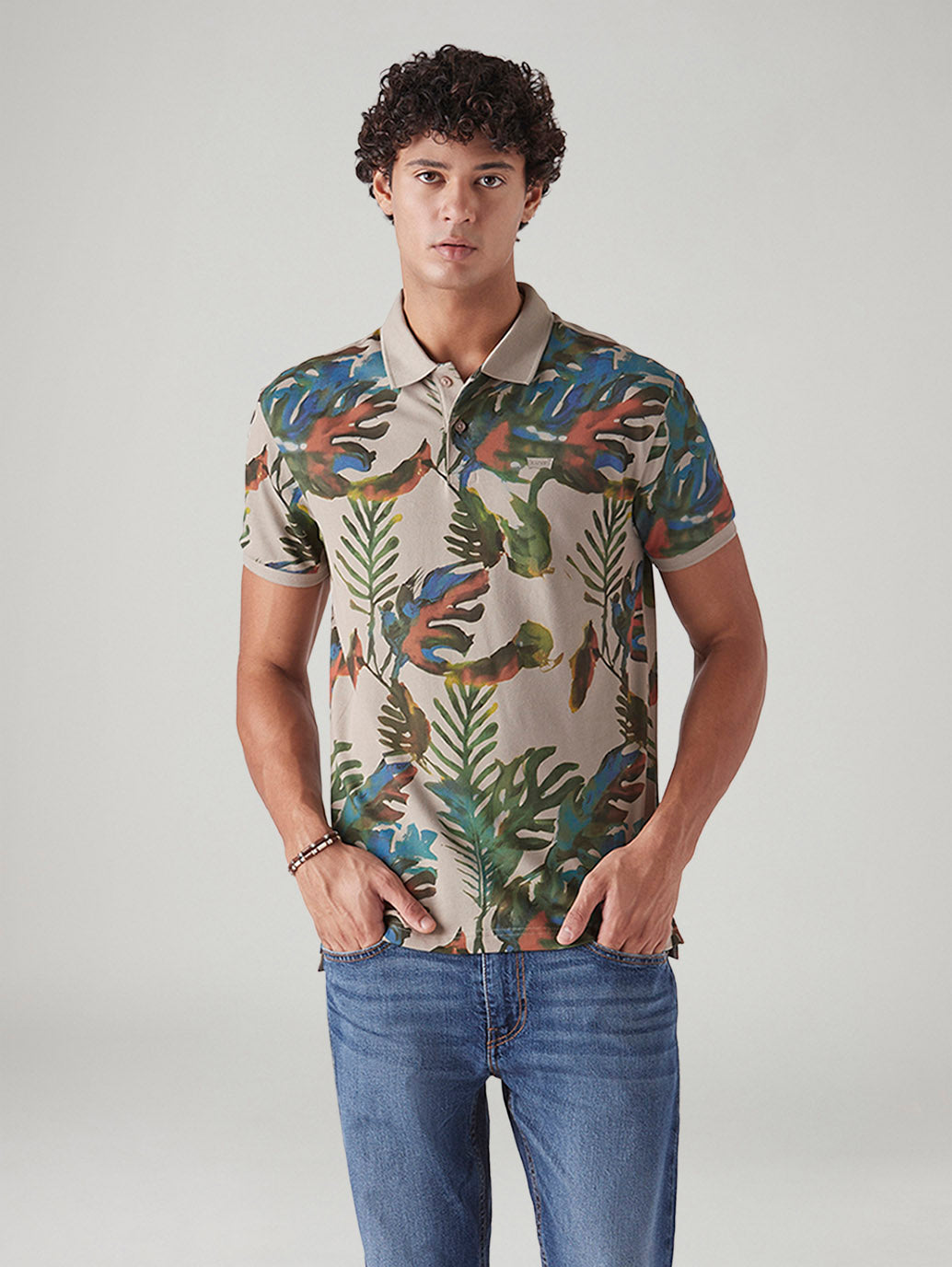 Men's Printed Slim Fit Pique Polo T-Shirt