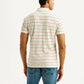 Men's Striped Off White Slim Fit Polo T-shirt - Back View