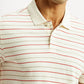 Men's Striped Off White Slim Fit Polo T-shirt - Detail View