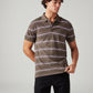 Men's Striped Slim Fit Textured Polo T-shirt - Styleshot View