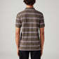 Men's Striped Slim Fit Textured Polo T-shirt - Back View