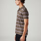Men's Striped Slim Fit Textured Polo T-shirt - Side View