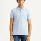 Men's Solid Light Blue Slim Fit Polo T-shirt - Front View