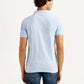 Men's Solid Light Blue Slim Fit Polo T-shirt - Back View