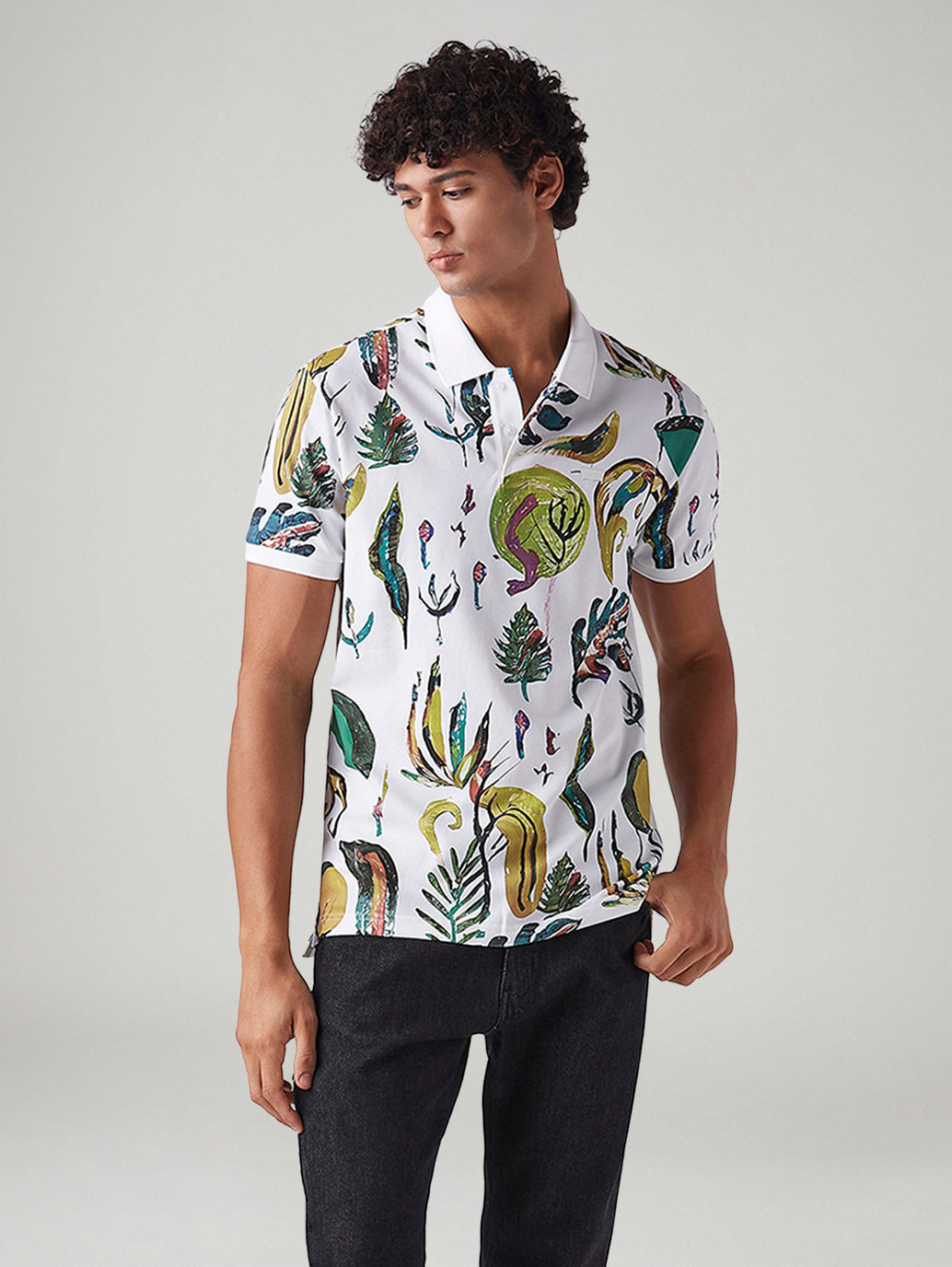 Men's Abstract Slim Fit Polo T-Shirt