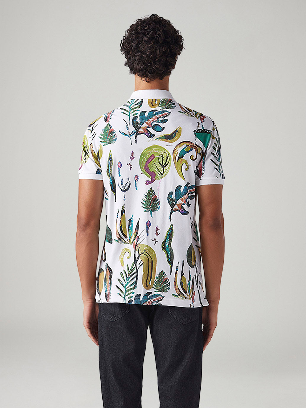 Men's Abstract Slim Fit Polo T-Shirt - Back View