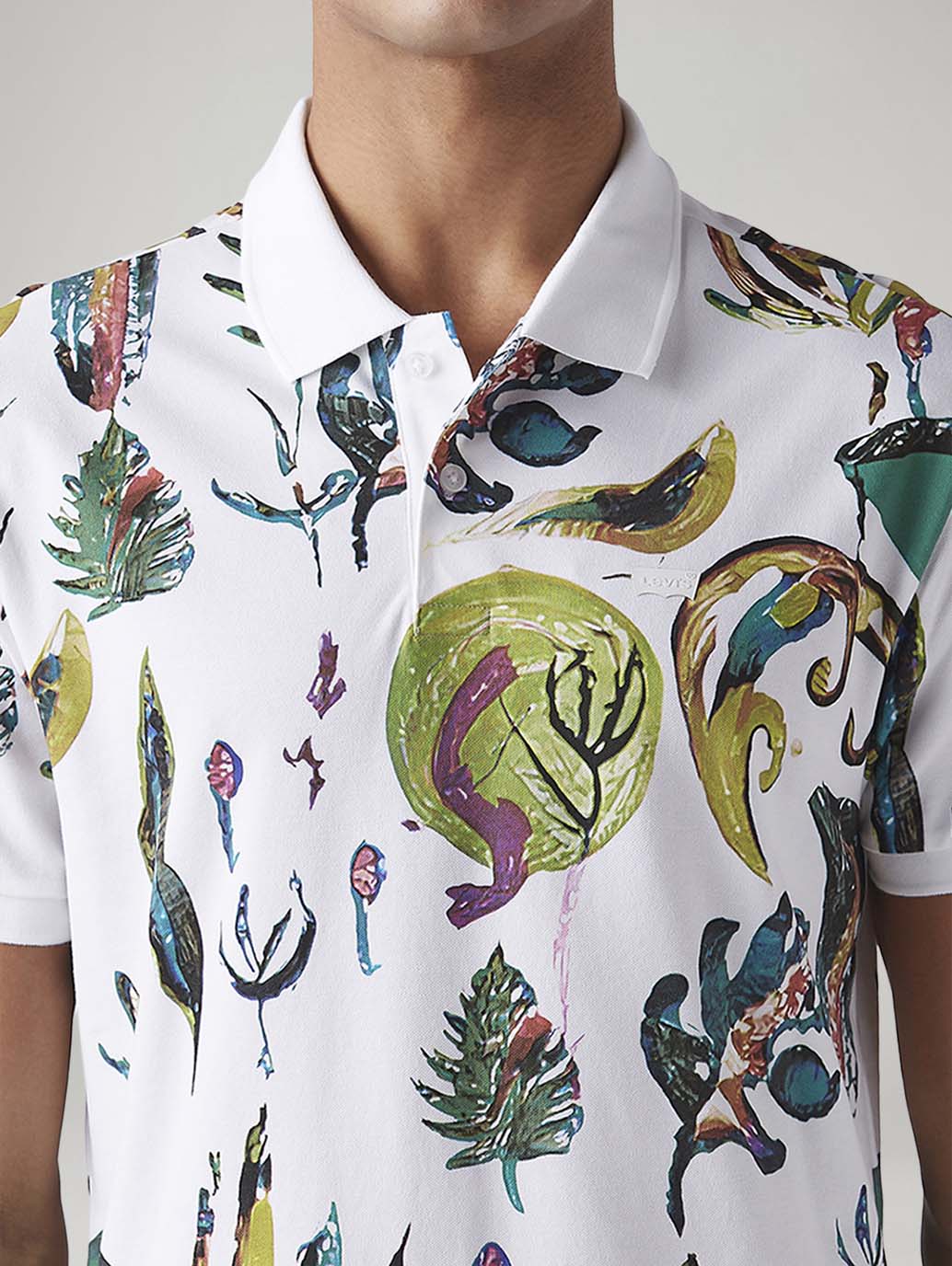 Men's Abstract Slim Fit Polo T-Shirt - Detail View