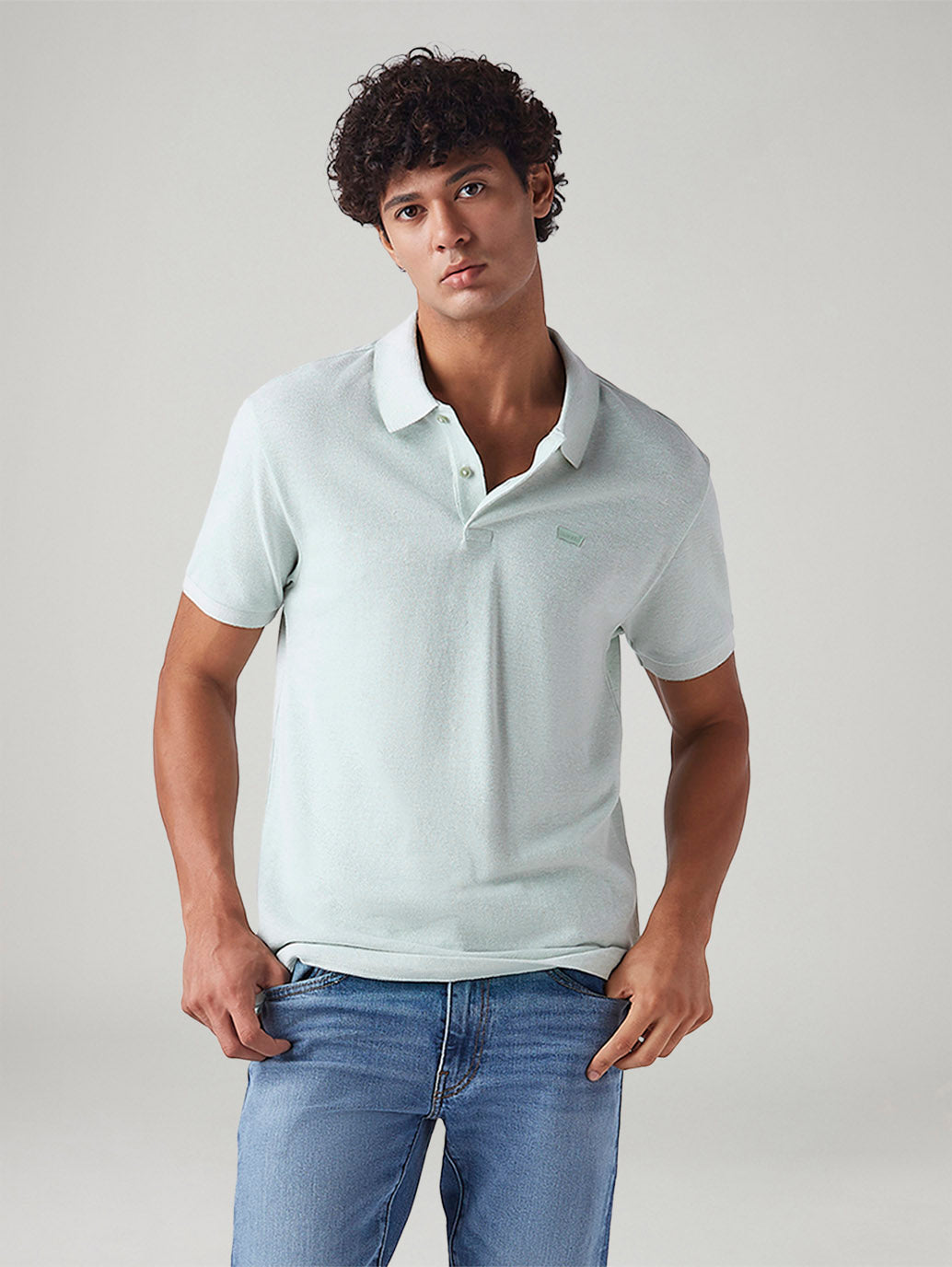 Men's Solid Slim Fit Linen Polo T-Shirt