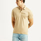 Men's Solid Beige Slim Fit Polo T-shirt - Styleshot View