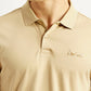 Men's Solid Beige Slim Fit Polo T-shirt - Detail View