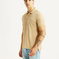 Men's Solid Beige Slim Fit Polo T-shirt - Side View