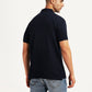 Men's Solid Navy Slim Fit Polo T-shirt - Back View