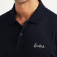 Men's Solid Navy Slim Fit Polo T-shirt - Detail View