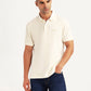 Men's Solid Off-White Slim Fit Polo T-shirt - Styleshot View