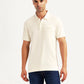 Men's Solid Off-White Slim Fit Polo T-shirt - Front View