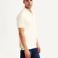 Men's Solid Off-White Slim Fit Polo T-shirt - Side View
