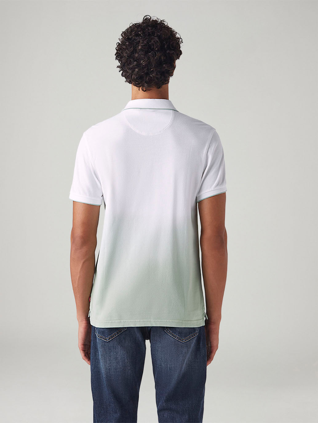 Men's Ombre Slim Fit Overdyed Pique Polo T-Shirt - Back View