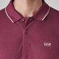 Men's Solid Maroon Pique Polo T-shirt - Detail View