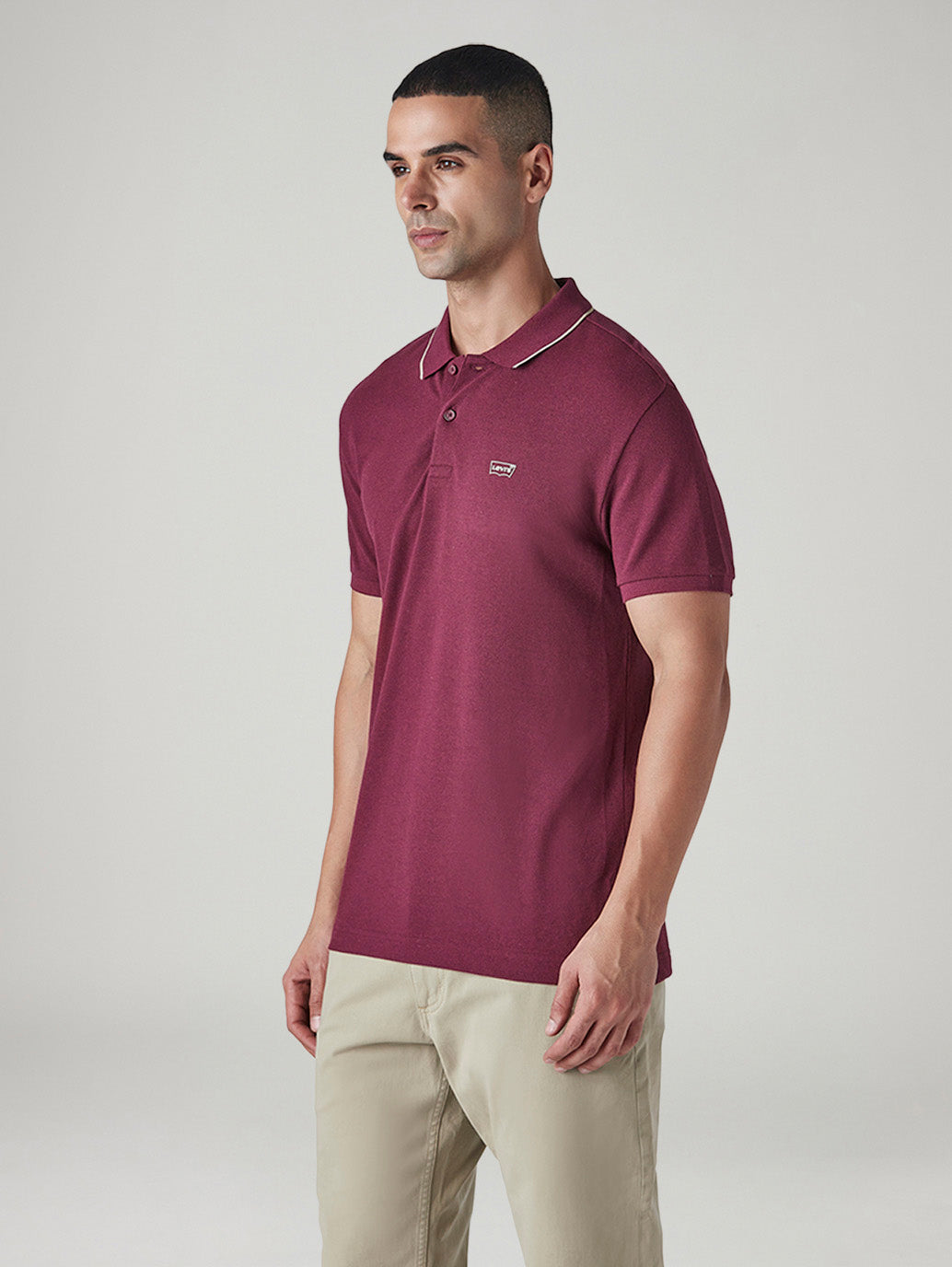 Men's Solid Maroon Pique Polo T-shirt - Side View