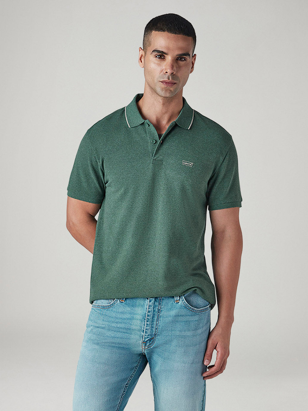 Men's Solid Green Pique Polo T-shirt