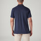 Men's Solid Navy Pique Polo T-shirt - Back View