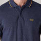 Men's Solid Navy Pique Polo T-shirt - Detail View