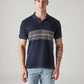 Men's Striped Navy Polo T-shirt - Front View