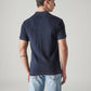 Men's Striped Navy Polo T-shirt - Back View