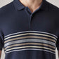 Men's Striped Navy Polo T-shirt - Detail View
