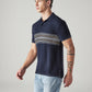 Men's Striped Navy Polo T-shirt - Side View