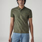 Men's Textured Olive Ribbed Polo T-shirt - 20 View