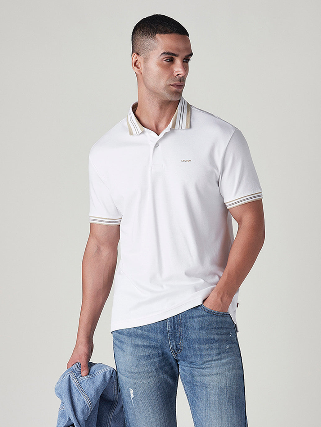 Men's Solid White Interlock Polo T shirt