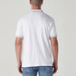 Men's Solid White Interlock Polo T shirt - Back View